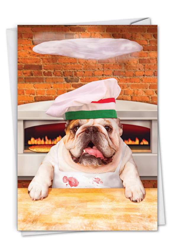Funny Birthday Paper Card By Michael Quackenbush From NobleWorksCards.com - Pizza Dog