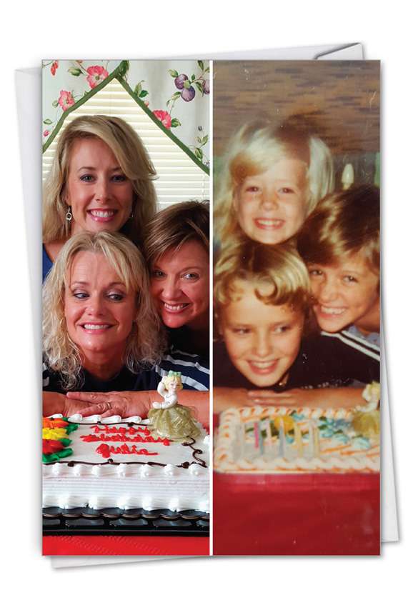 Hilarious Birthday Printed Card By Awkward Family Photos From NobleWorksCards.com - Cake Sisters