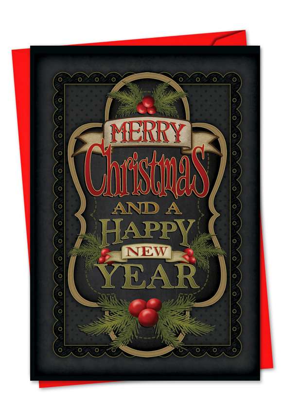 Stylish Christmas Paper Greeting Card by Angela Anderson from NobleWorksCards.com - Chalk Up Another Holiday