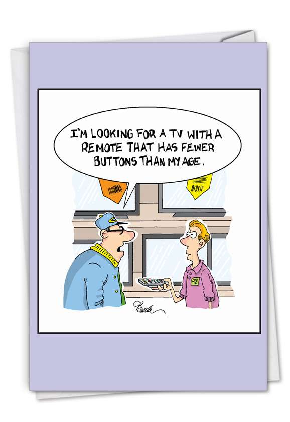 Funny Birthday Card By Martin J. Bucella From NobleWorksCards.com - Fewer Buttons