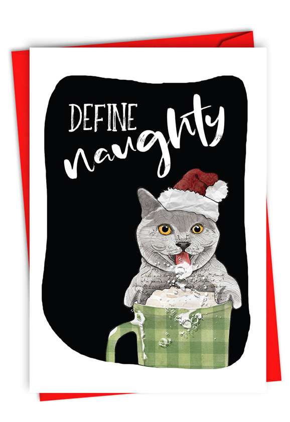 Define Naughty Funny Merry Christmas Paper Greeting Card 