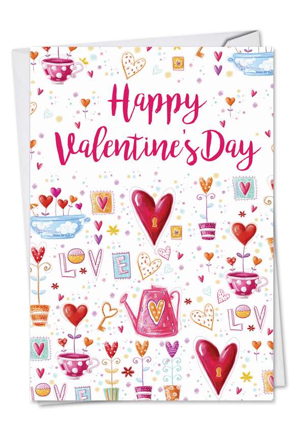 Stylish Valentine's Day Printed Card from NobleWorksCards.com - Garden of Love