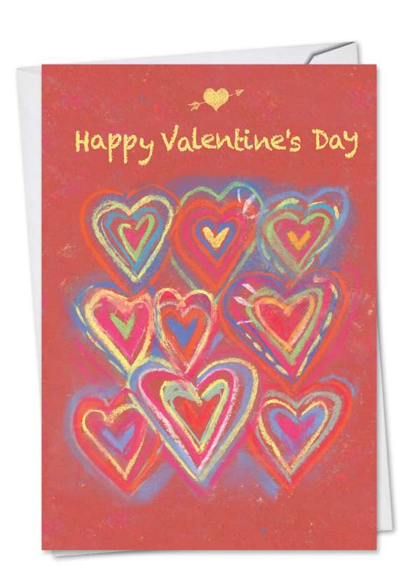 Stylish Valentine's Day Printed Card from NobleWorksCards.com - Radiant Hearts