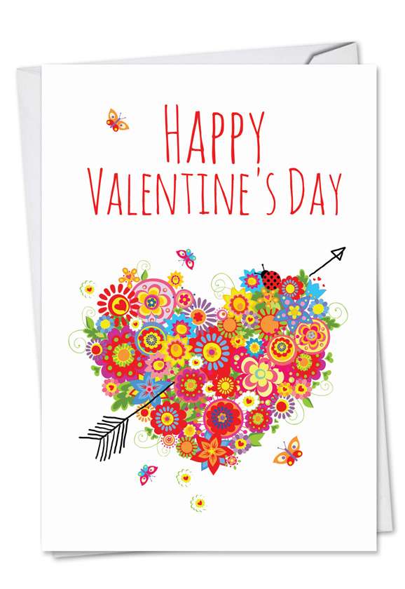 Stylish Valentine's Day Printed Greeting Card from NobleWorksCards.com - Heart Bouquet