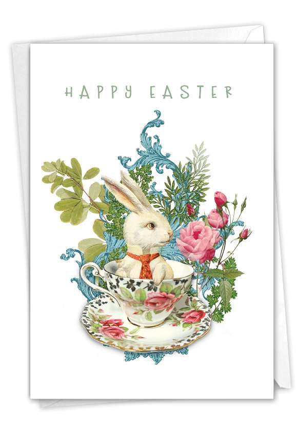 Artistic Easter Printed Card From NobleWorksCards.com - Victorian Blooms and Bunnies