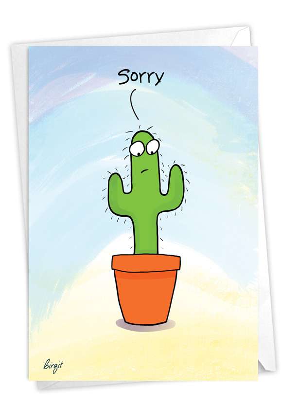 Hilarious Sorry Greeting Card By Birgit Keil From NobleWorksCards.com - Such A Prick