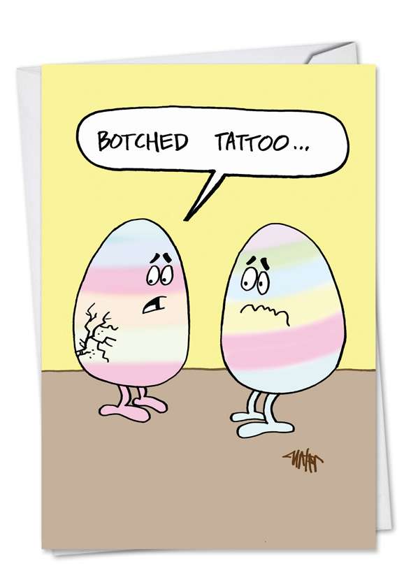 Hilarious Easter Printed Greeting Card by Jon Carter from NobleWorksCards.com - Botched Tattoo