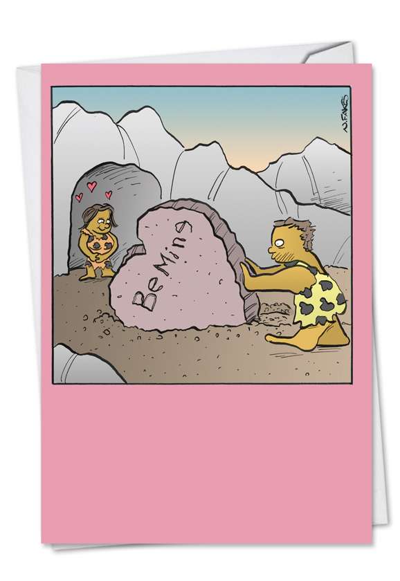 Be Mine Caveman Cartoons Valentine's Day Card Nate Fakes