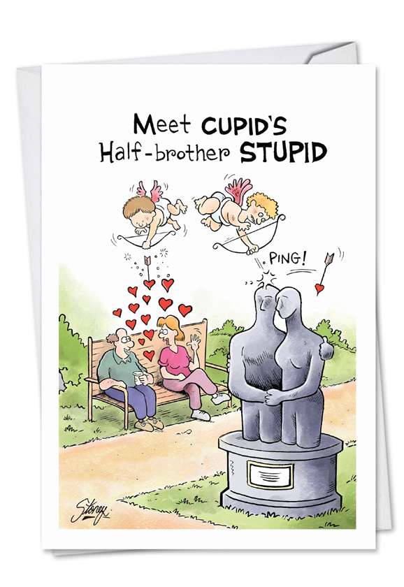 Hilarious Valentine's Day Printed Card by Tony Lopes from NobleWorksCards.com - Cupid's Half-Brother