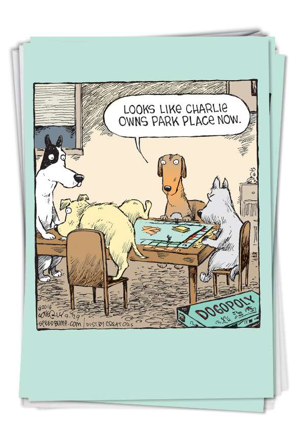 Funny Birthday Paper Greeting Card By Dave Coverly From NobleWorksCards.com - Dogopoly
