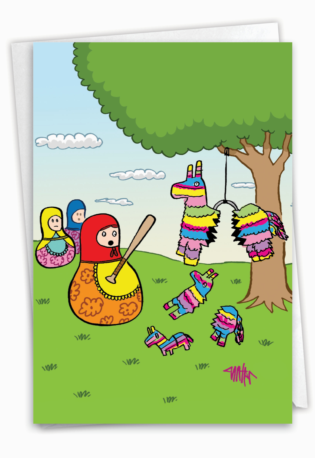 Nesting Pinatas Cartoons Birthday Greeting Card Jon Carter