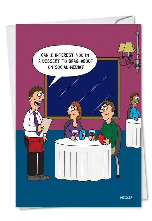Hilarious Birthday Printed Card by Scott Metzger from NobleWorksCards.com - Dessert To Brag About