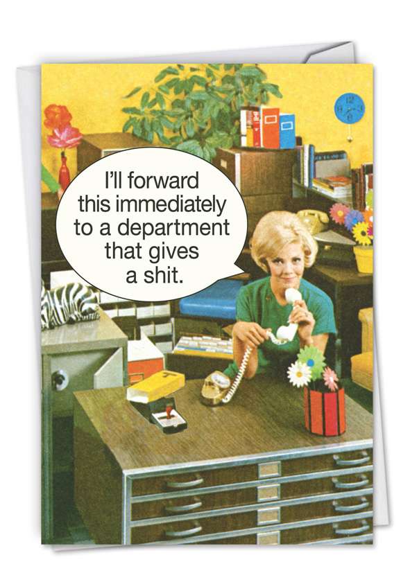 Humorous Administrative Professionals Day Printed Greeting Card by Ephemera from NobleWorksCards.com - Department Gives a Shit