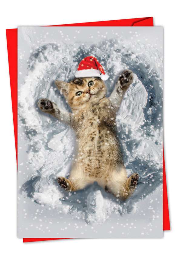 Critter Snow Angels Creative Christmas Printed Greeting Card