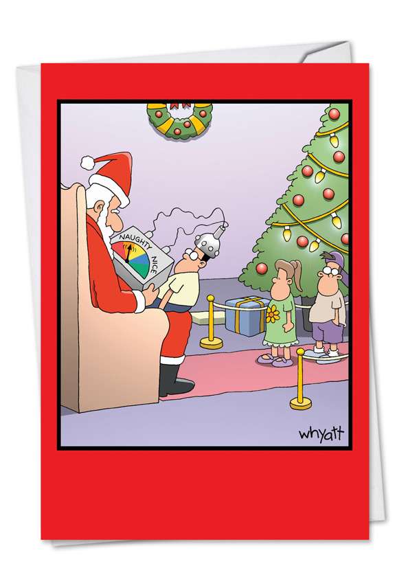Hilarious Christmas Printed Card by Tim Whyatt from NobleWorksCards.com - Naughty Nice Meter