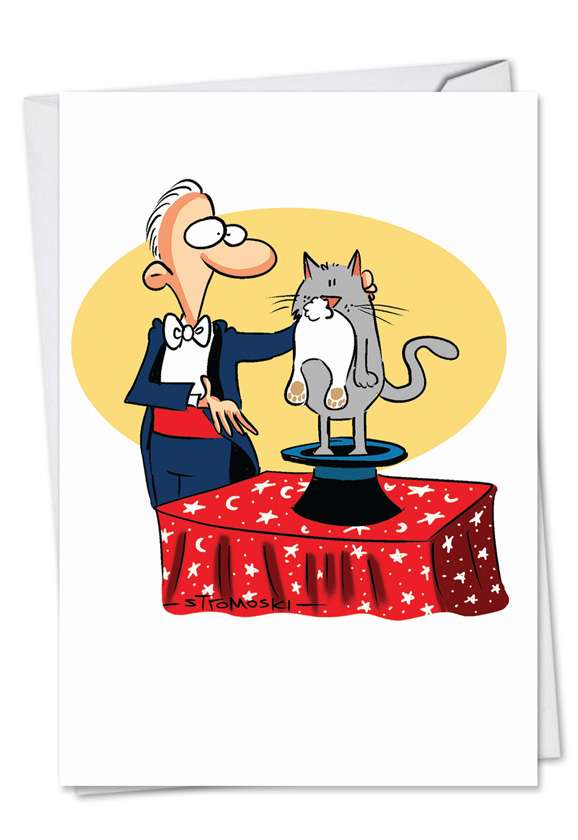 Humorous Birthday Printed Greeting Card by Rick Stromoski from NobleWorksCards.com - Rabbit Magic