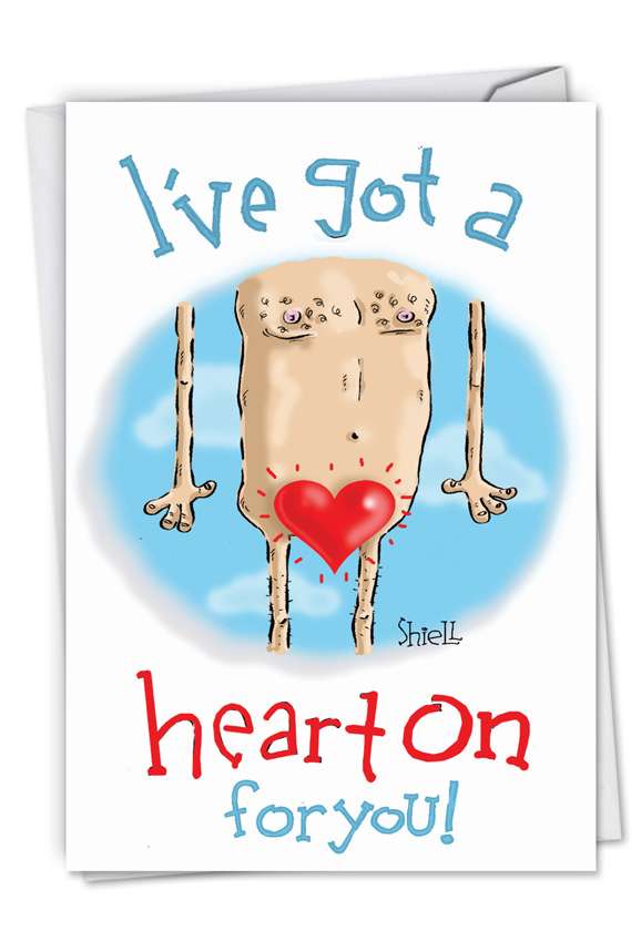 Hysterical Valentine's Day Greeting Card by Mike Shiell from NobleWorksCards.com - Heart On