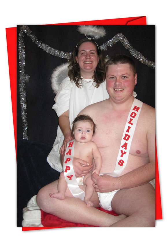 Hysterical Seasons Greetings Printed Greeting Card by Awkward Family Photos from NobleWorksCards.com - Holiday Babies