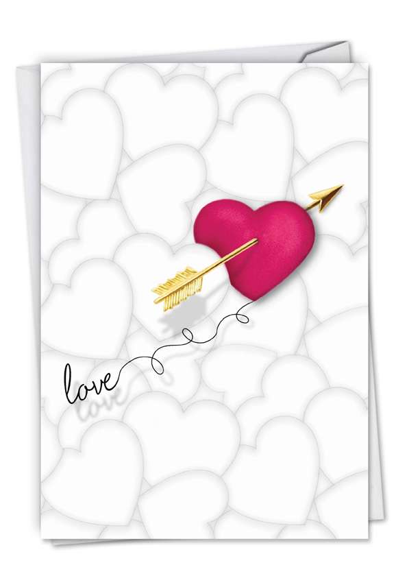 Stylish Valentine's Day Paper Greeting Card by Deborah Koncan from NobleWorksCards.com - Heart and Arrow