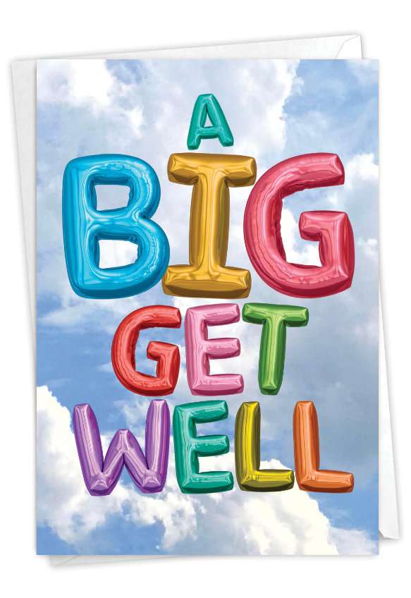 Funny Get Well Paper Card From NobleWorksCards.com - Inflated Messages