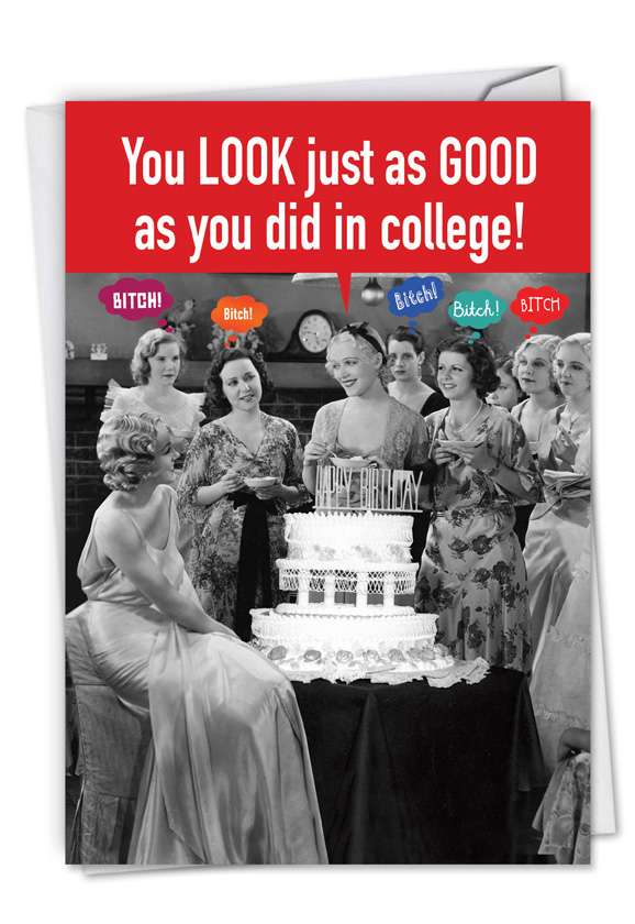 College Friends Talk Bubbles Birthday Paper Card By