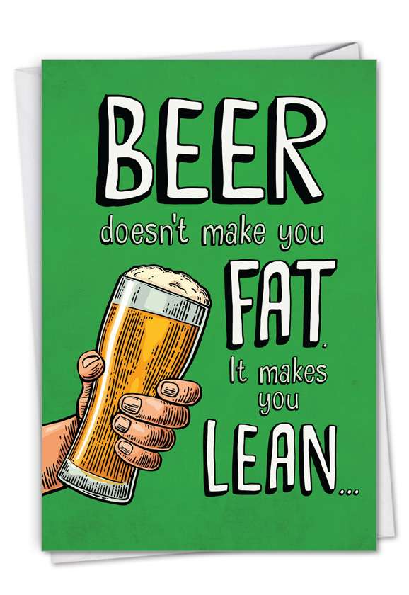 Humorous St. Patrick's Day Card From NobleWorksCards.com - Beer Makes You Lean