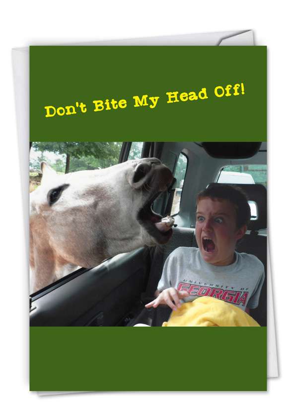 Hilarious Birthday Printed Card by Awkward Family Photos from NobleWorksCards.com - Horse Mouth