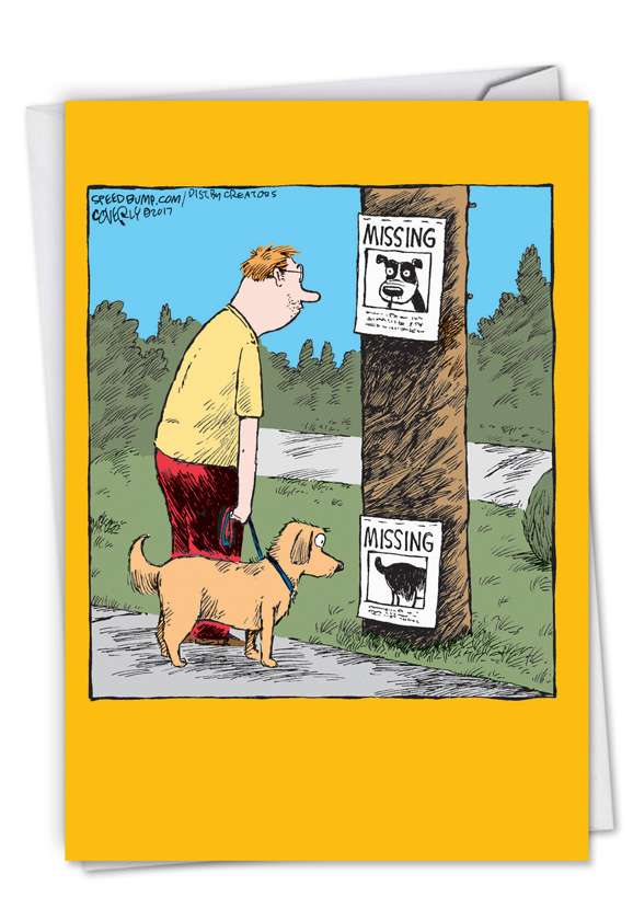 Funny Miss You Printed Card by Dave Coverly from NobleWorksCards.com - Missing Signs