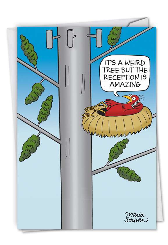 Humorous Birthday Printed Card by Maria Scrivan from NobleWorksCards.com - Weird Tree