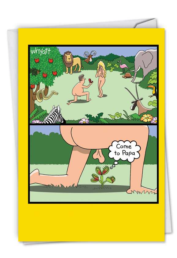 Humorous Engagement Paper Card by Tim Whyatt from NobleWorksCards.com - Come To Papa