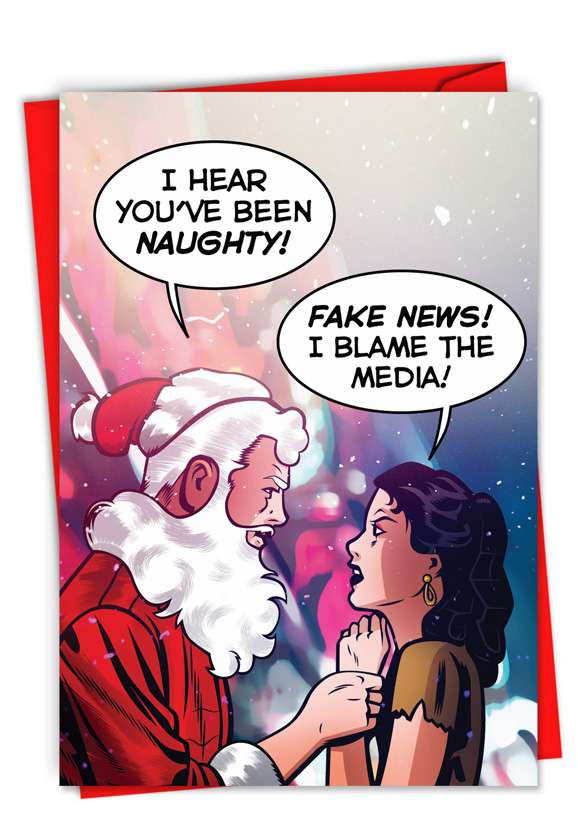 Funny Merry Christmas Paper Card By Last Kiss From NobleWorksCards.com - Fake News Christmas