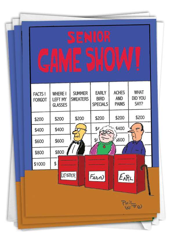 Funny Birthday Card By Phil Witte From NobleWorksCards.com - Senior Game Show
