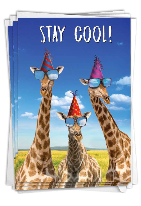 Funny Birthday Paper Card From NobleWorksCards.com - Cool Giraffes