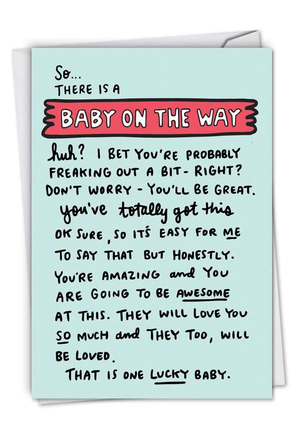 Funny Baby Card By Chick, Angela From NobleWorksCards.com - Baby On The Way