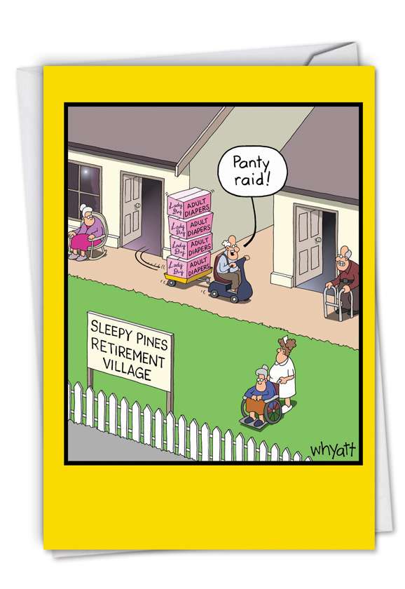 Humorous Birthday Paper Greeting Card By Whyatt, Tim From NobleWorksCards.com - Panty Raid