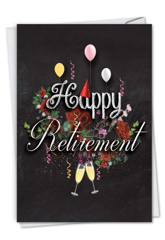 Chalk and Roses - Retirement: Stylish Retirement Paper Card