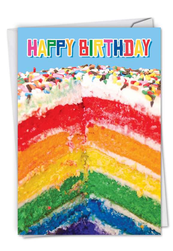 Stylish Birthday Paper Greeting Card from NobleWorksCards.com - Rainbow Cakes