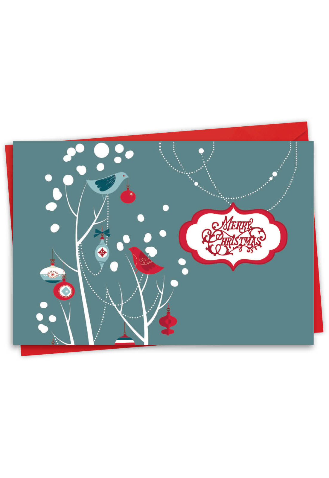 Red and Blue Retro: Stylish Christmas Paper Greeting Card