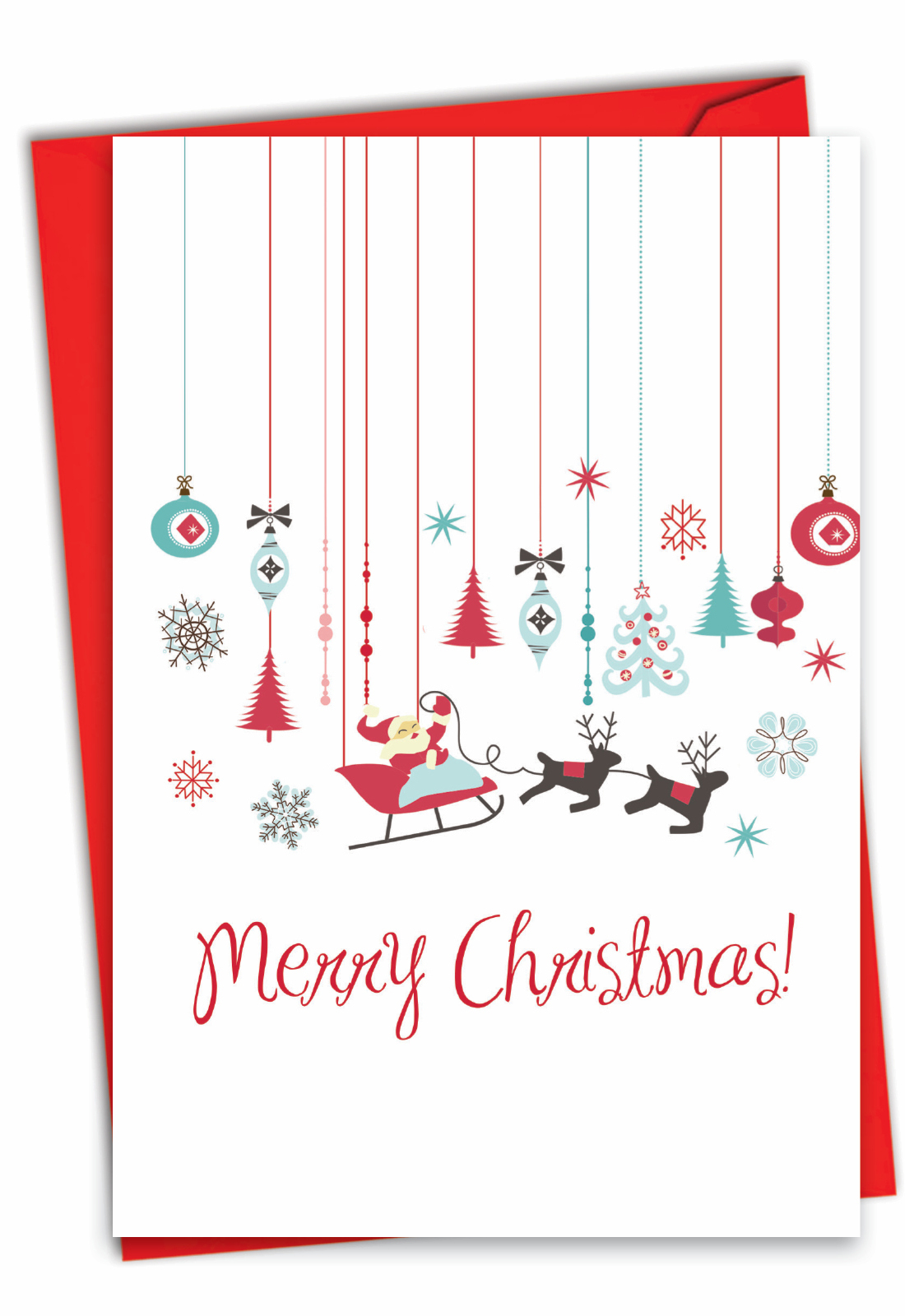 Red and Blue Retro: Creative Christmas Printed Greeting Card