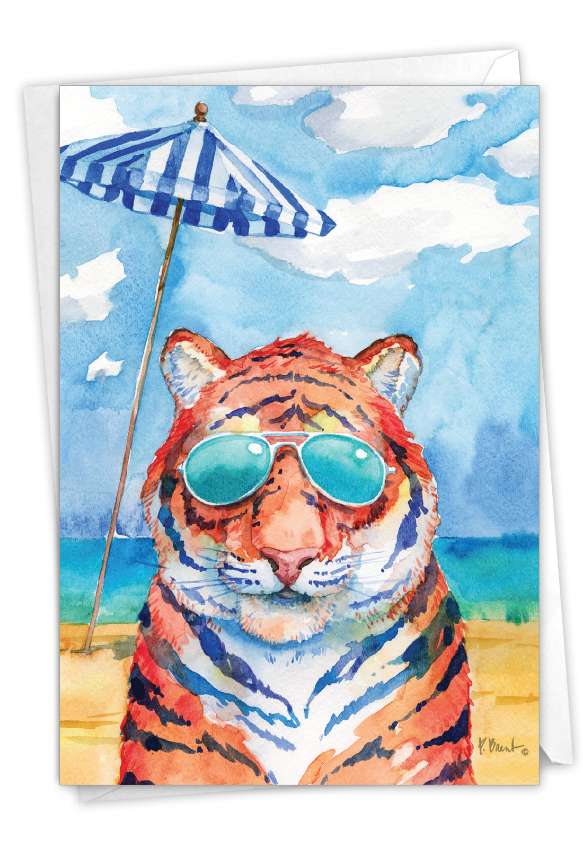 Beautiful Father's Day Printed Card By Paul Brent From NobleWorksCards.com - Animal's Day Off-Tiger
