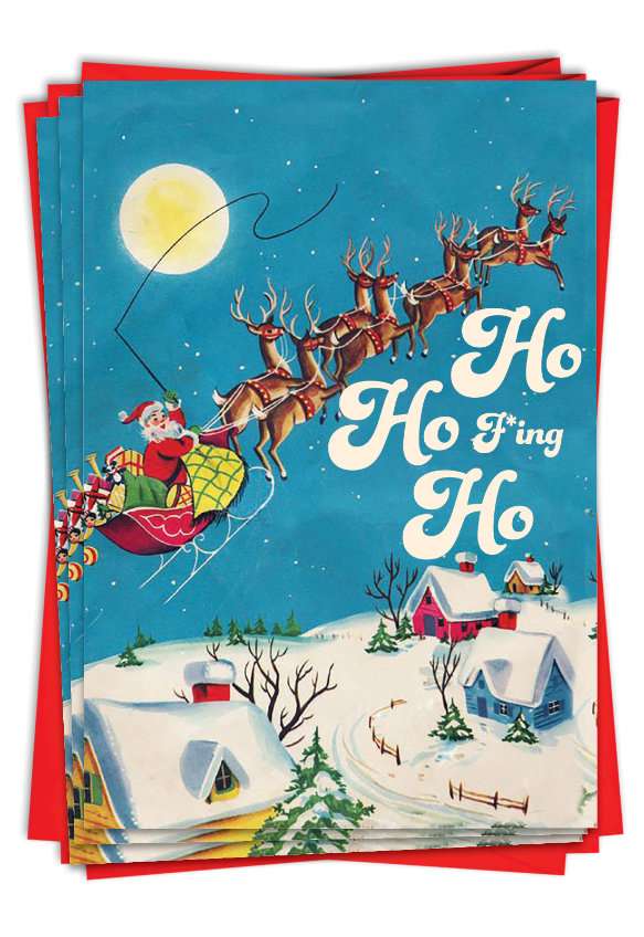 Hilarious Merry Christmas Printed Card By Olga Krigman From NobleWorksCards.com - F*ing Ho