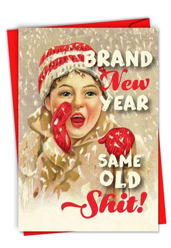 Brand New Year: Funny Merry Christmas Paper Greeting Card