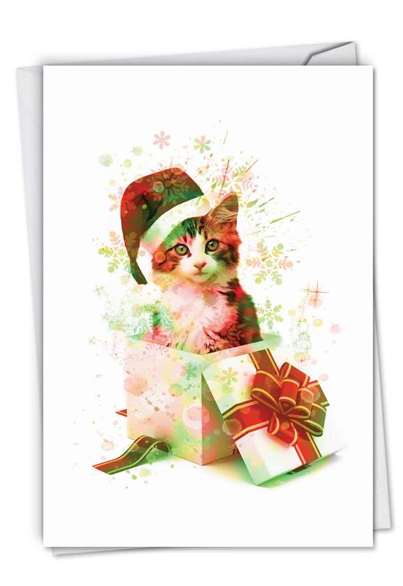 Funky Rainbow Holiday Cats: Stylish Merry Christmas Paper Card