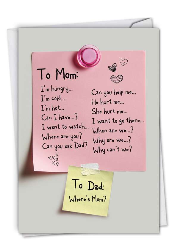 Hysterical Mother's Day Printed Greeting Card From NobleWorksCards.com - Note To Mom