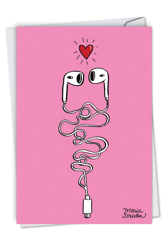 Hysterical Anniversary Greeting Card By Maria Scrivan From NobleWorksCards.com - Earbuds