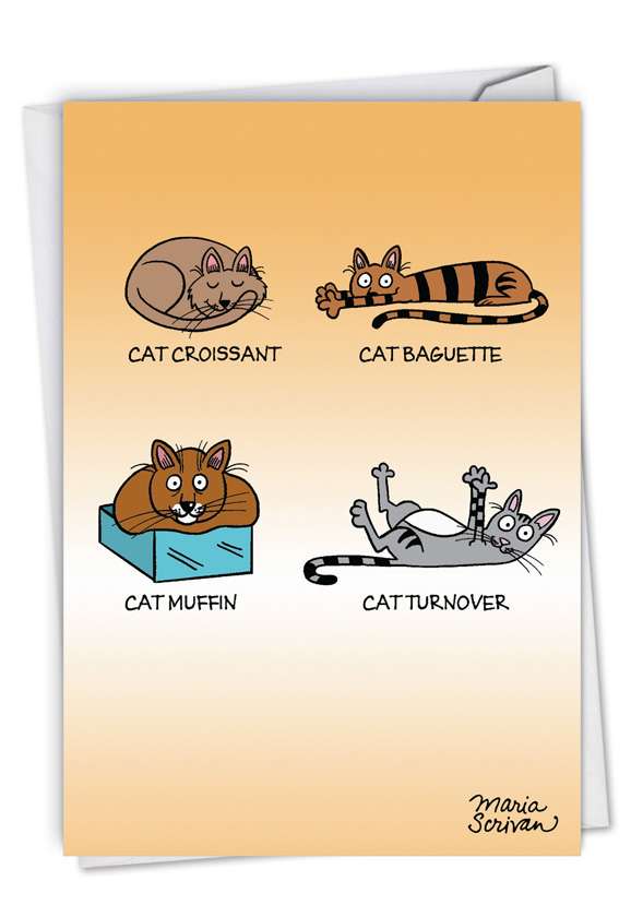 Hilarious Birthday Printed Card By Maria Scrivan From NobleWorksCards.com - Cat Food