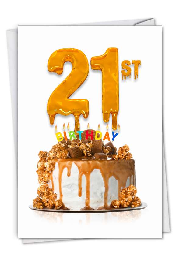 Stylish Milestone Birthday Paper Card From NobleWorksCards.com - Big Day 21