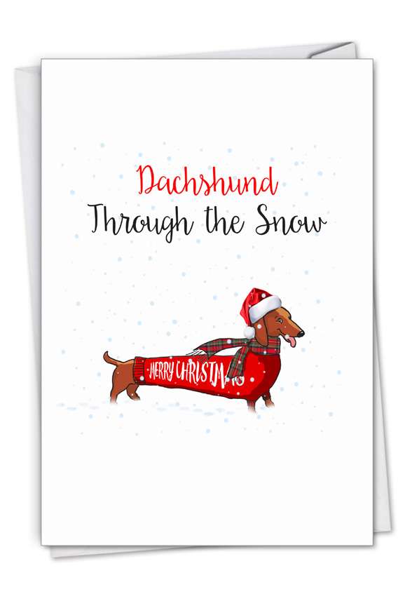 Stylish Merry Christmas Card From NobleWorksCards.com - Punny Holidays - Dachshund