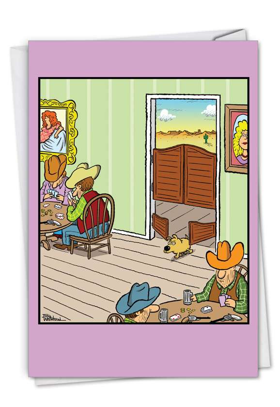 Hilarious Birthday Greeting Card By Bill Whitehead From NobleWorksCards.com - Saloon Dog Door