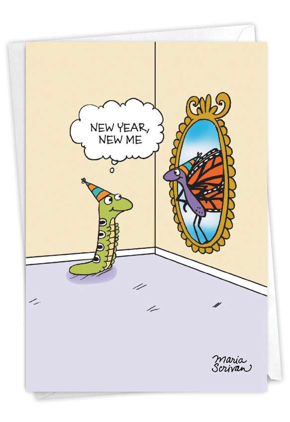 Hilarious New Year Greeting Card By Maria Scrivan From NobleWorksCards.com - New You